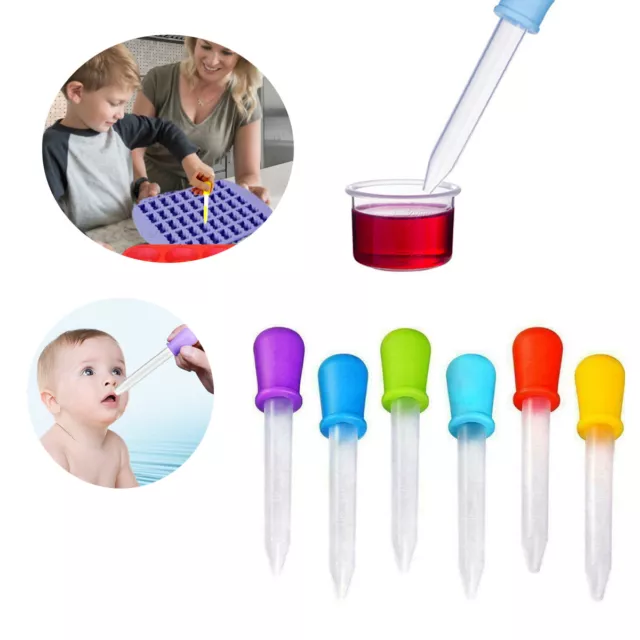 6X Liquid Droppers Pipettes Craft Candy Mould Kids Medicine Feeder Dropper 5ml