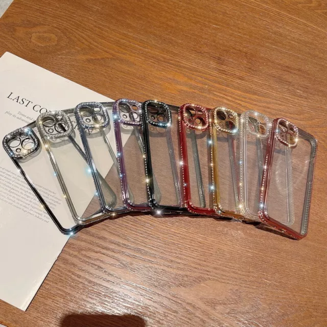For Apple iPhone 15 14 13 12 Pro Max 11 Bling Shockproof Diamond Soft Case Cover
