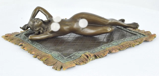 Estatua Ninfa Sexy Art Deco Estilo Art Nouveau Estilo Bronce sólido Firmado