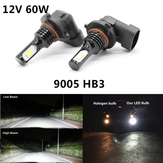 2X HB3 9005 60W 12V Xenon HID White 6000K Car Headlight Lamp Globes Bulbs LED