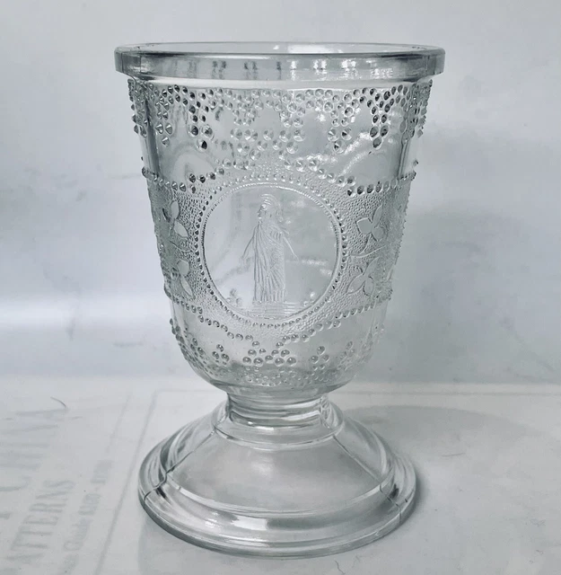 Antique 1870s Sandwich Glass Footed Spooner ‘Minerva’ Pattern