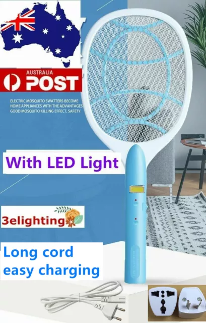 Electric Rechargable Racket Fly Mosquito Killer Bug Insect Zappers Swatter Pest