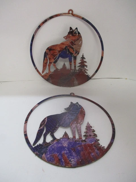 Pair of Metal Wolf Silhouette Cut-Outs