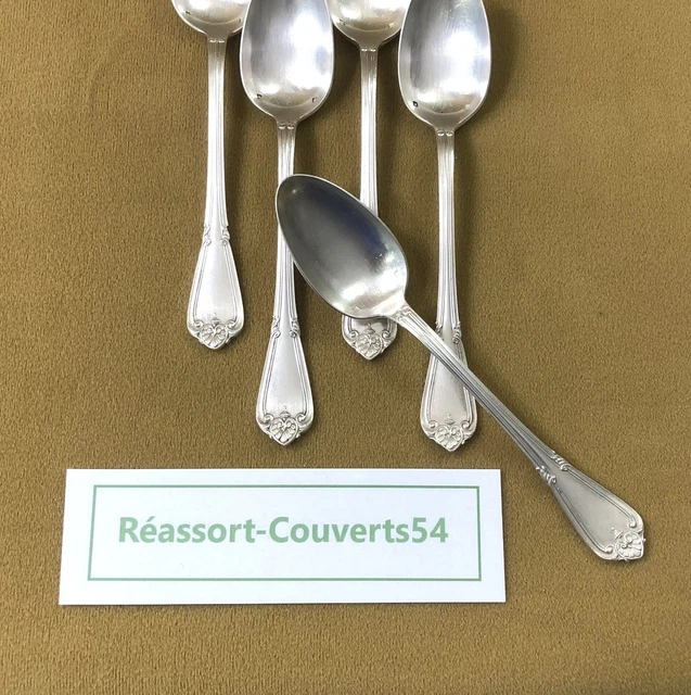 Ercuis modèle Olympe/Art Déco, 10 cuillères à dessert/thé/café métal argenté