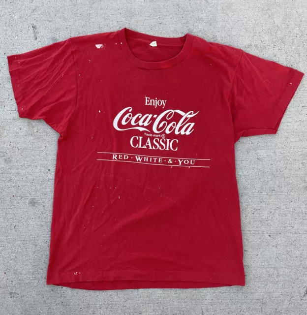 Vtg Enjoy Coca-Cola Classic Screen Stars USA MADE Shirt Men’s Size Large