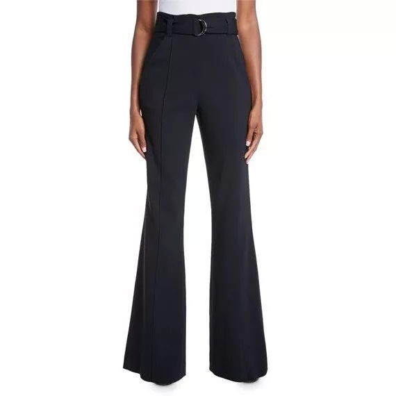 ALC Foster Belted Flare-Leg Crepe Pants in Black Size 4