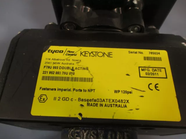 Tyco Keystone Double Acting Rack & Pinion Actuator/Butterfly Valve F79U-003 3