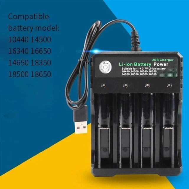 1/4 Ranura Cargador de Batería Inteligente 4x 3.7V USB Recargables Baterías de Li-ion N
