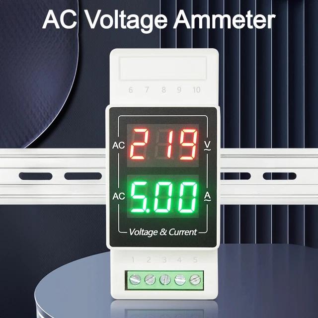 Current Metre Display DIN RAIL LED Digital Voltage Current Meter Dual Display AC380V Single ...