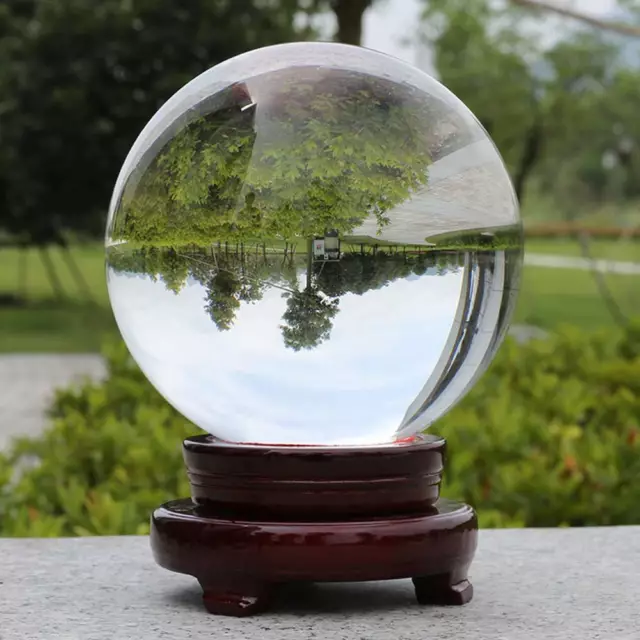 Clear Glass Crystal Ball Magic Healing Meditate Sphere 80mm/100mm + Stand