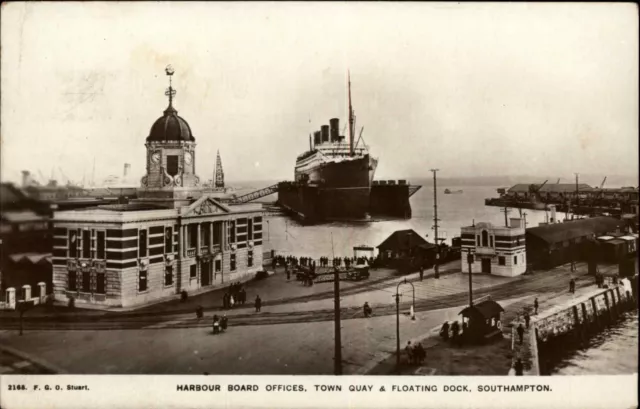 Southampton England Harbor Floating Dock Ship  R M S Majestic Vintage Postcard