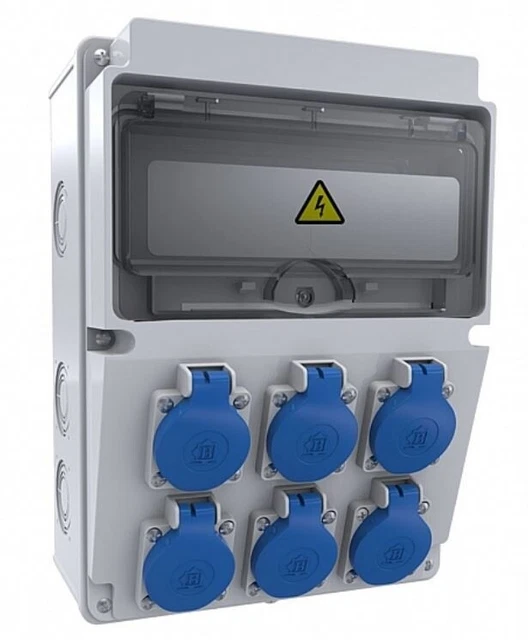 COFFRET ÉLECTRIQUE PRISES de courant 10 modules IP44 avec bases 6x16A ...