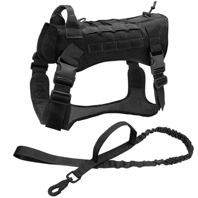 Tactique Harnais et Laisse pour Moyen Grand Chien Militaire Réglable Molle Gilet 2