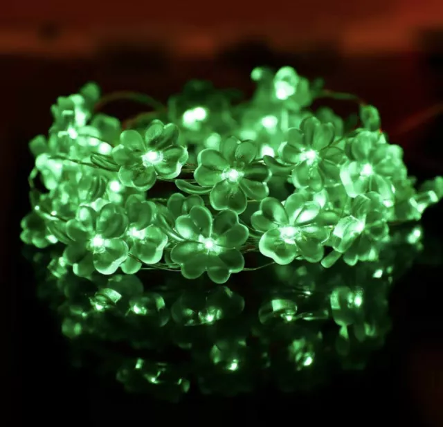St Patrick's Day Shamrocks String Lights Battery Operated 3.28 ft 1pc