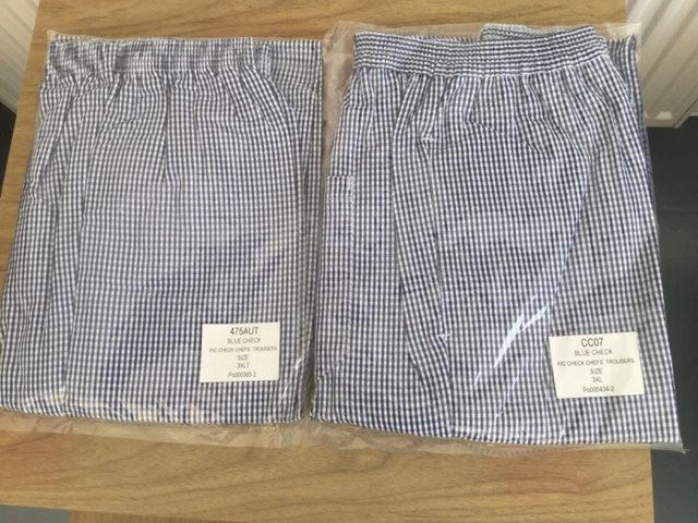 Pantaloni Chef Nuovi 2 Paia Di Blu E Bianco A Quadretti Taglia 3Xl