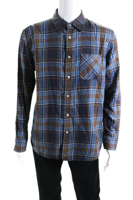 Rag & Bone Men's Plaid Long Sleeve Button Down Shirt Blue Size L