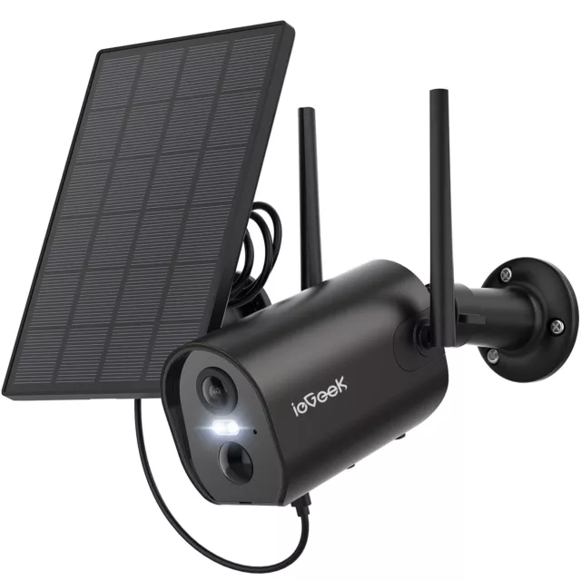 ieGeek 2K 3MP Überwachungskamera Aussen Akku 10400 mAh mit Solarpanel PIR IP66