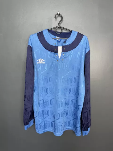 Vintage Umbro Template 1990'S Football Long Sleeve Blue Soccer Shirt Size L