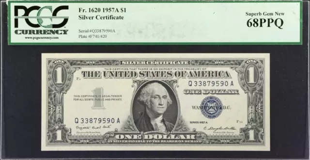 Fr 1620 1957-A $1.00 Silver Certificate Pcgs Superb Gem New 68 Ppq