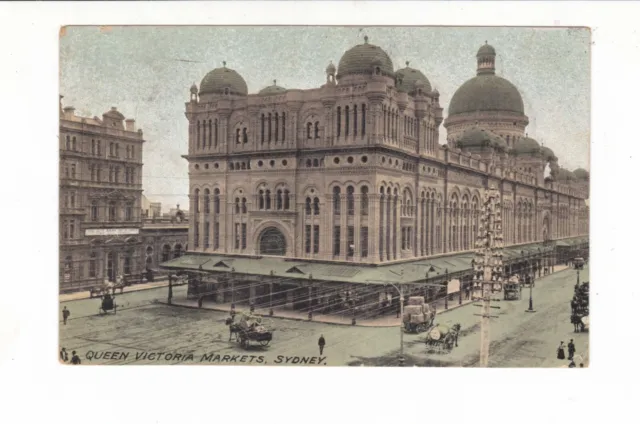 QUEEN VICTORIA BUILDING Sydney PU 1908 pc Horse drawn WATER CART, WOOL CART AUST