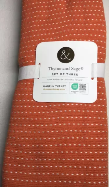 THYME SAGE 4x KITCHEN TOWELS set Made in Turkey 16x26 100% Premium Cotton  NEW