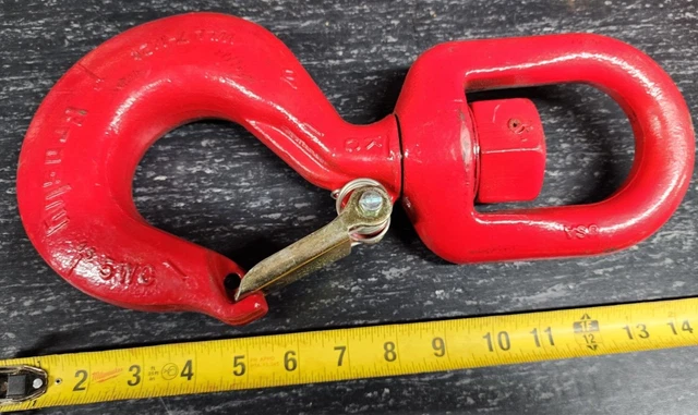 Crosby 1048657 L-322CN 7-1/2 Ton WLL Carbon Steel Swivel Hook w/ Latch USA Made