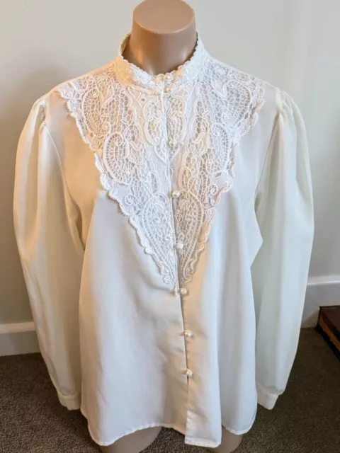 Vintage Target Size 14 ivory womens blouse Top Edwardian style ~ cottagecore 2