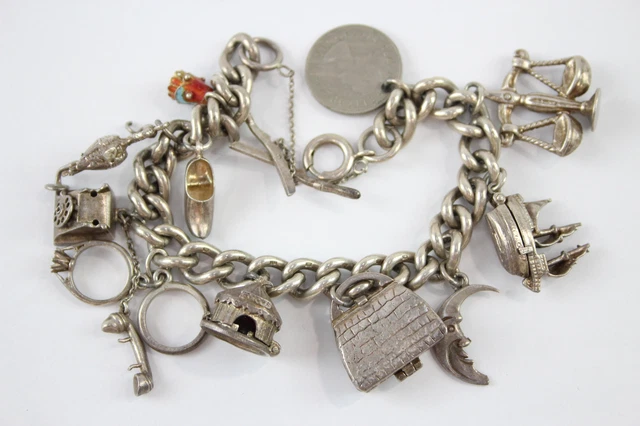 Vintage sterling silver shop charm bracelet