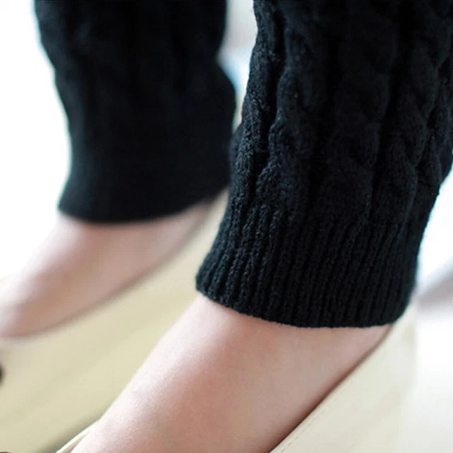1pair Women Knee High Long Knitted Crochet Daily Soft Ankle Solid Leg Warmer