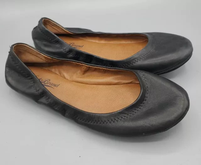 Lucky Brand Women's Shoes 8M Emmie Ballet Flats  Black Leather Slip On