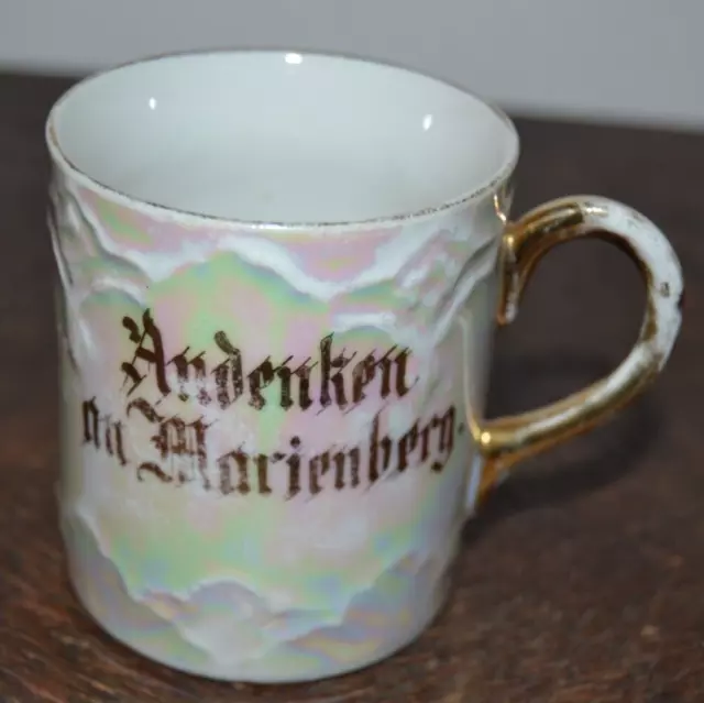 Seltene Porzellan Tasse Gold-Dekor um 1920 "Andenken an Marienberg" Erzgebirge