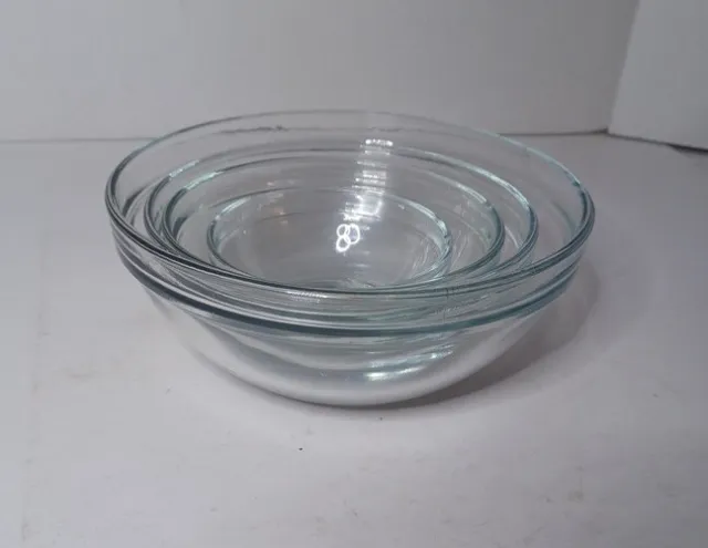 Anchor Hocking Nesting Bowl Set of 4 Bowls Clear Glass