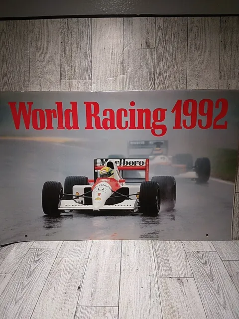 Vintage World Racing Calendar Race Car Prints 1992 Man Cave Decor Collectible