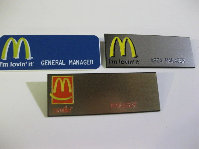 MCDONALD'S UNIFORM EMPLOYEE Name badges w/ management titles! ** 3 ...