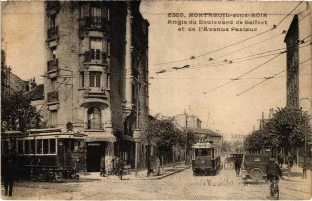 CPA MONTREUIL-under-WOOD Boulevard de Belfort - Avenue Pasteur - tram (1353987)