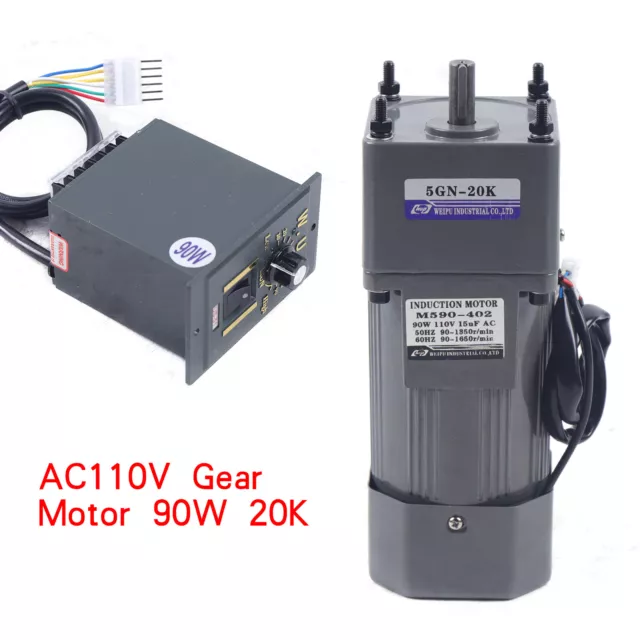 90W 20K AC gear motor electric+variable speed reduction controller single-phase