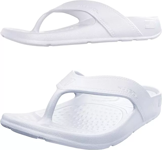 NUUSOL CASCADE Flip Flops "Made in America" Eclipse White Women 10 Free Shipping