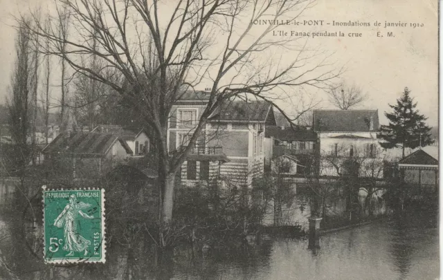CPA 94 JOINVILLE le BRIDGE floods de January 1910 L'Ile Fanac during the flood