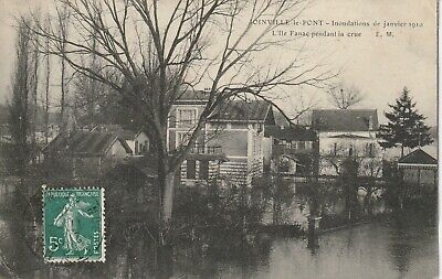 CPA 94 JOINVILLE le PONT Inondations de Janvier 1910 L'Ile Fanac pendant la Crue