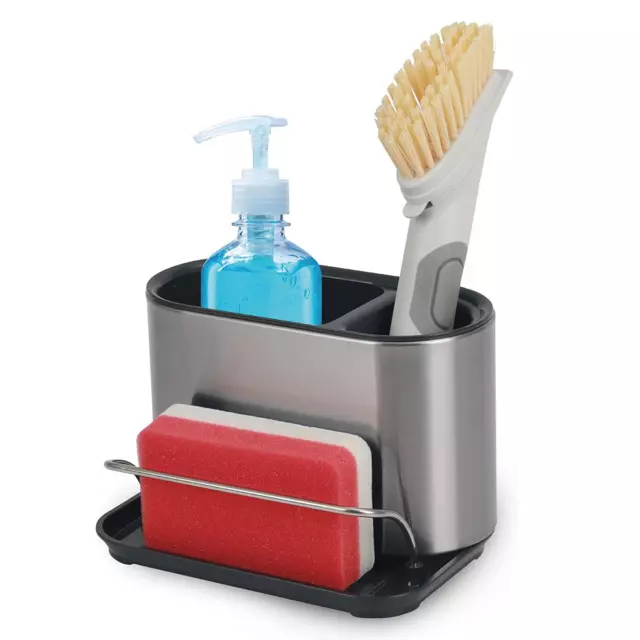 Sink Organiser Kitchen Bath Stainless Steel Sponge Brush Soap Holder Caddy