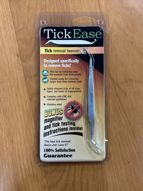 TickEase Tick Removal Tweezers For Pets & People Stainless Steel NEW
