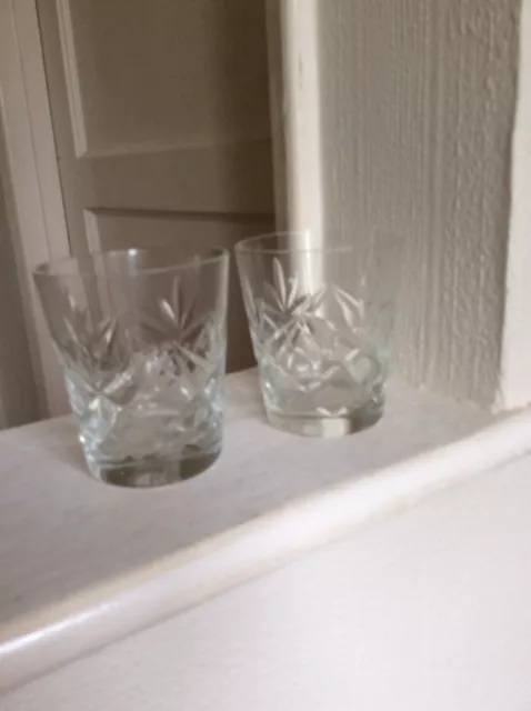 Pair Of Glass Whiskey Glasses 3.1/3 X 3 Inches Clear Glass