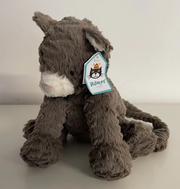 JELLYCAT FUDDLEWUDDLE CAT Kitten Taupe White Soft Plush Brown BNWT RARE ...