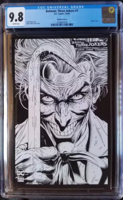 Batman Three Jokers (2020 DC) #1 Fabok B&W Sketch Variant CGC 9.8 1:100