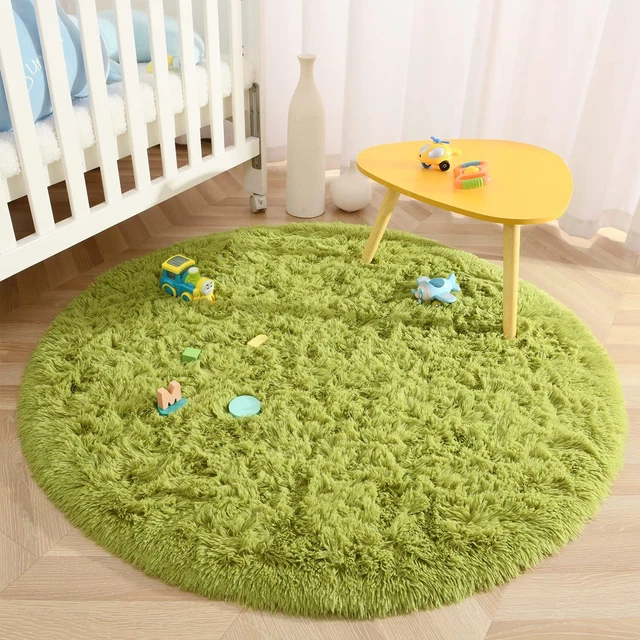 Super Soft Round Rugs for Kids Room - Fluffy Plush Shaggy Carpet
