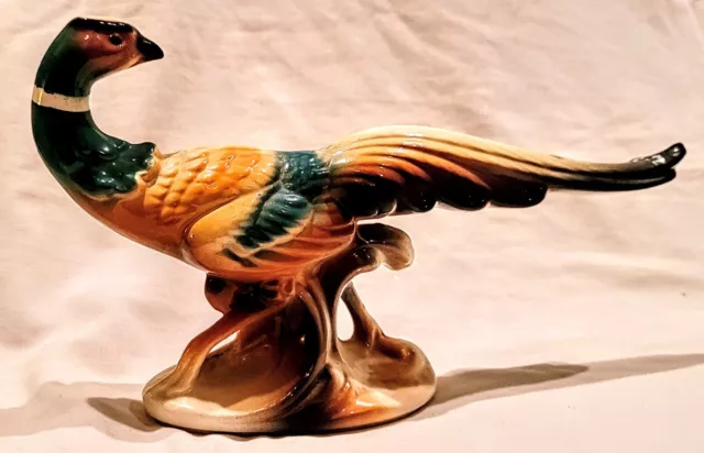 Vintage Royal Copley Ceramic Bird Statue Ring-Necked Pheasant