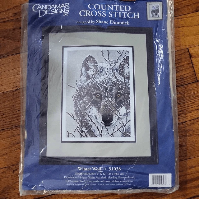 Kit de punto de cruz de lobo de invierno Candamar Designs