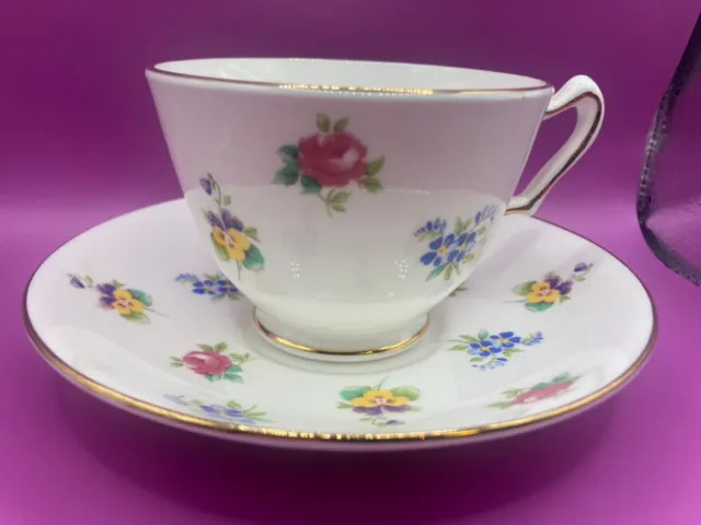 Crown Staffordshire Tea Cup & Saucer Floral Fine Bone China Made in England