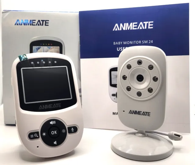 NEW! ANMEATE SM24 Video Baby Monitor with Digital Camera WiFi Night Vision White