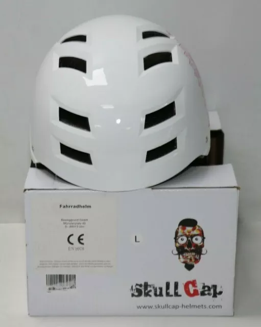 SkullCap® Skaterhelm Erwachsene Weiß Mandala, Fahrradhelm ab 14 Jahre, 58-61 cm